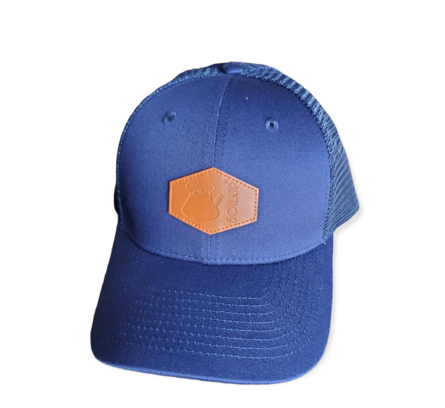 Navy Low-Pro Leather Patch Trucker